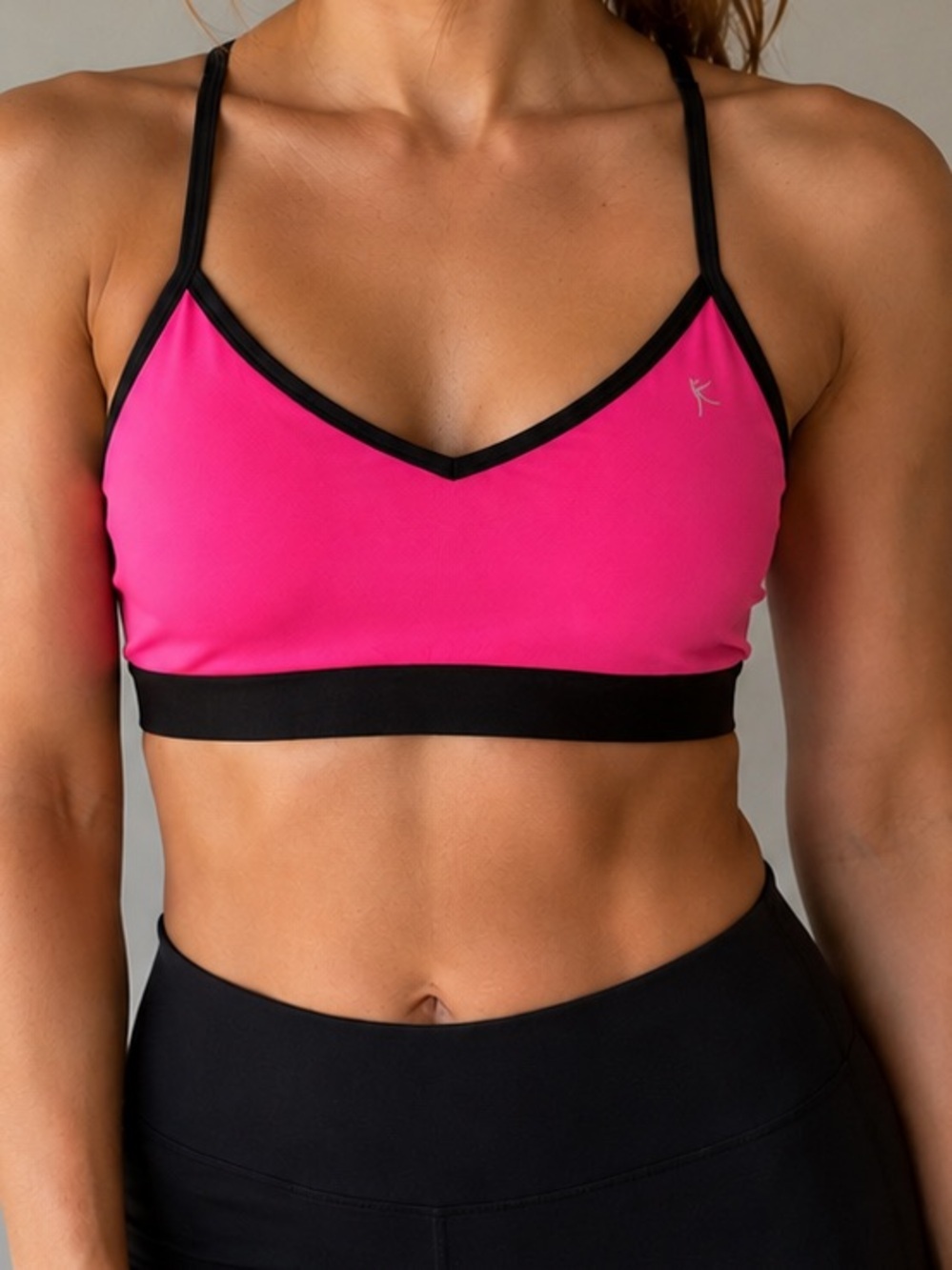 Danskin Now Neon Pink Racerback Sports Bra Size LG 12-14 Athletic Workout
